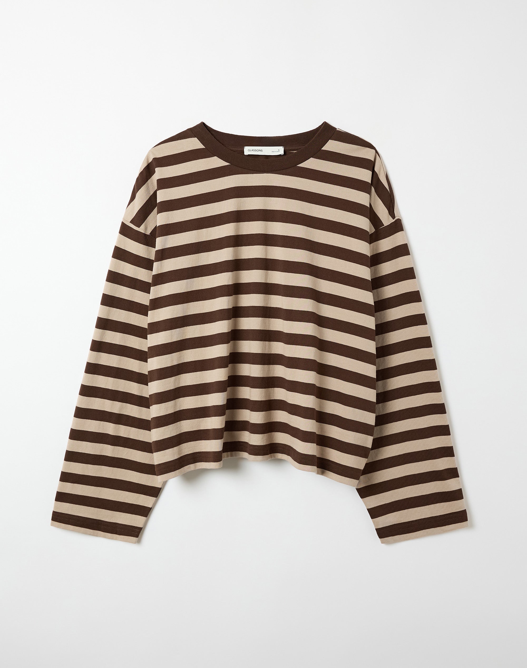 Stripe Cotton Boxy Long Sleeve Top