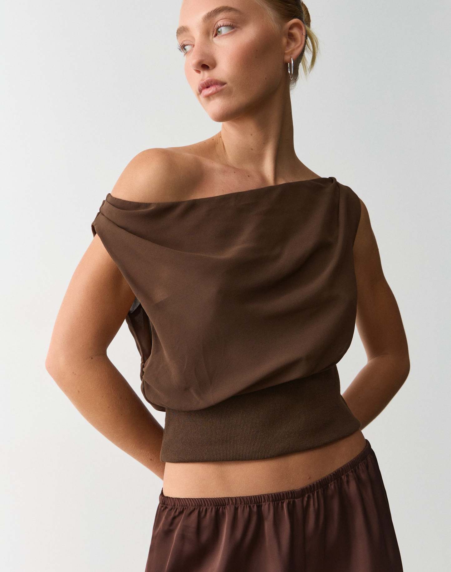 Chiffon Off Shoulder Cinched Top