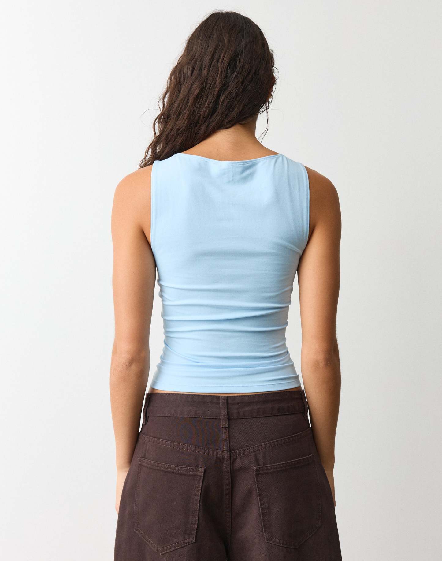 Cotton High Boat Neck Fitted Tank