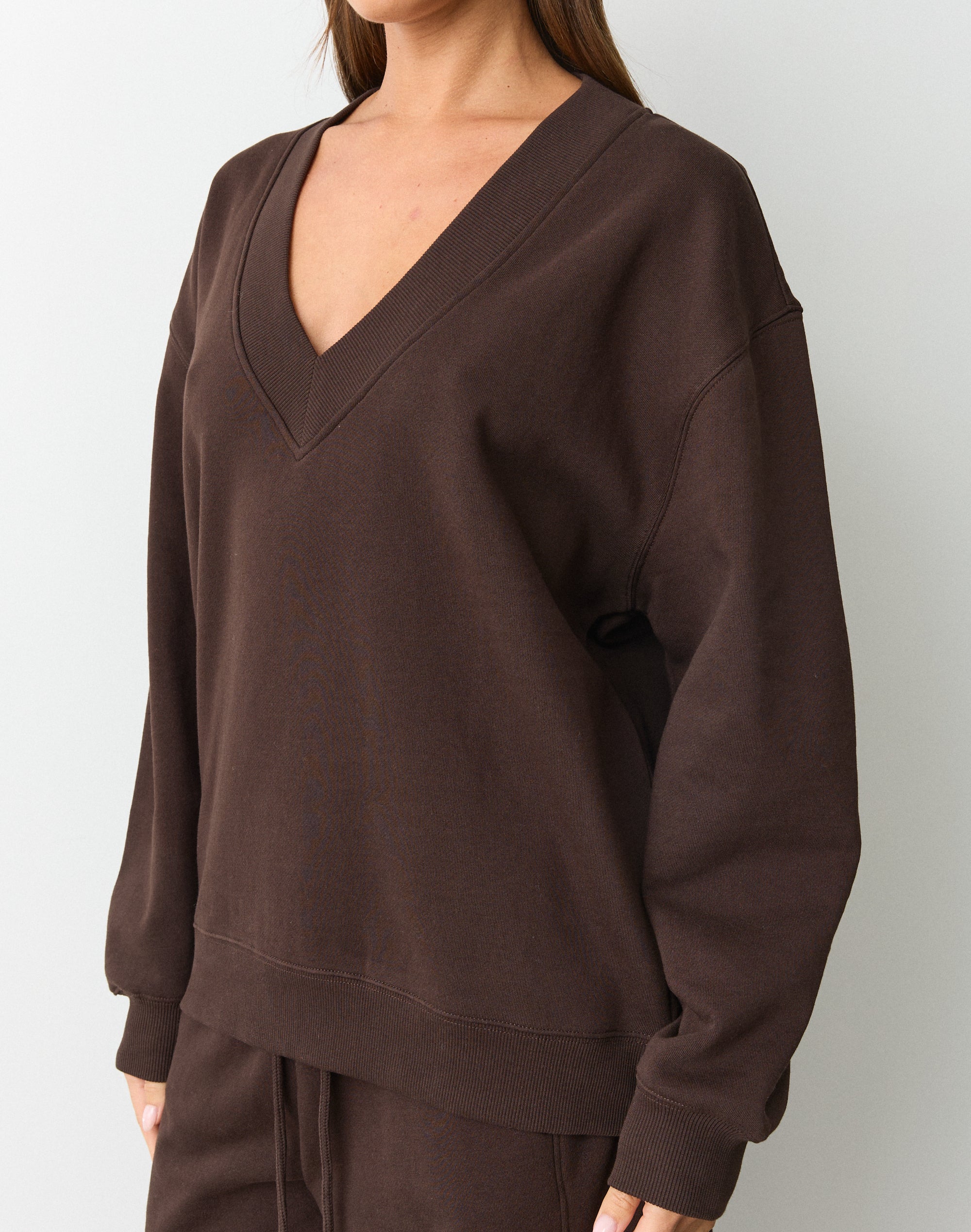 Cotton V Neck Sweatshirt