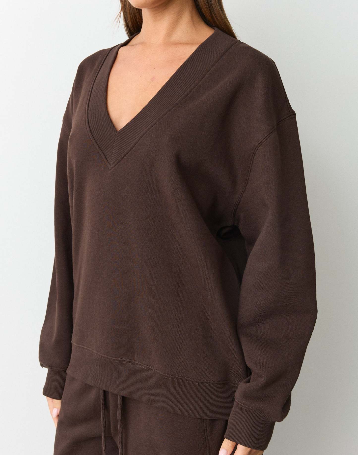 Cotton V Neck Sweatshirt