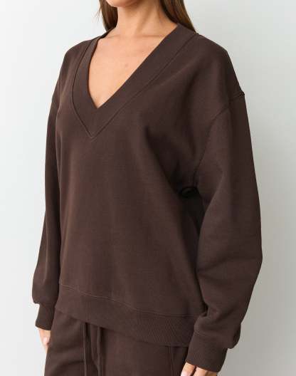 Cotton V Neck Sweatshirt