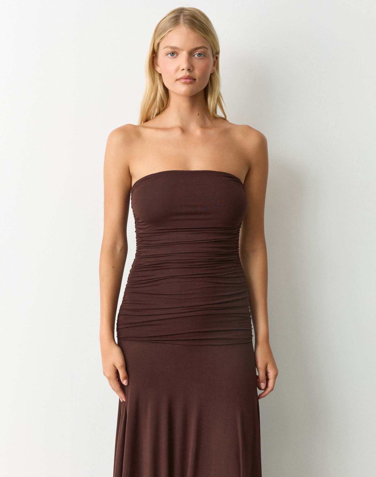 Strapless Drop Waist Maxi Dress