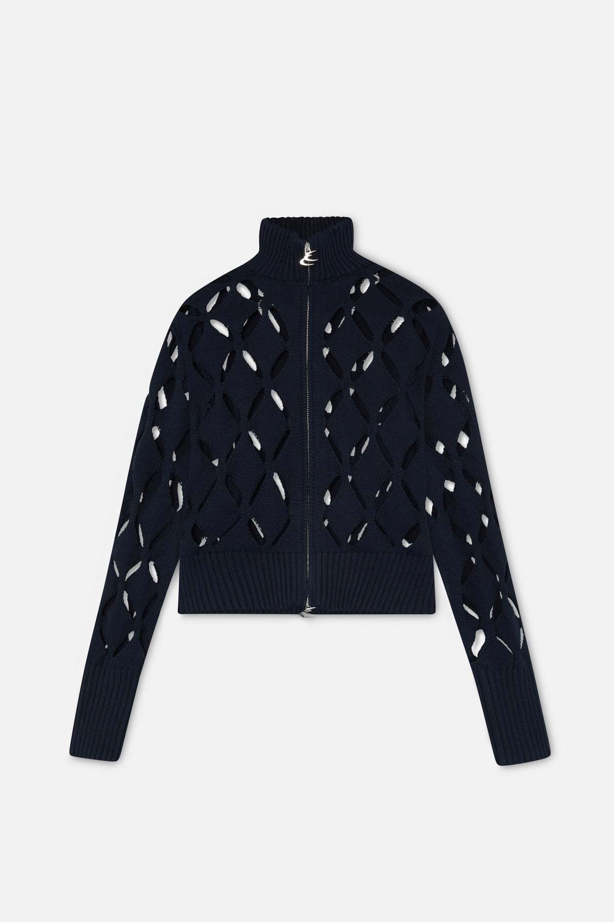 Cambodia Holes Navy Zipper Knit