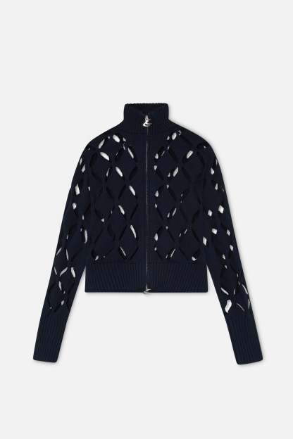 Cambodia Holes Navy Zipper Knit