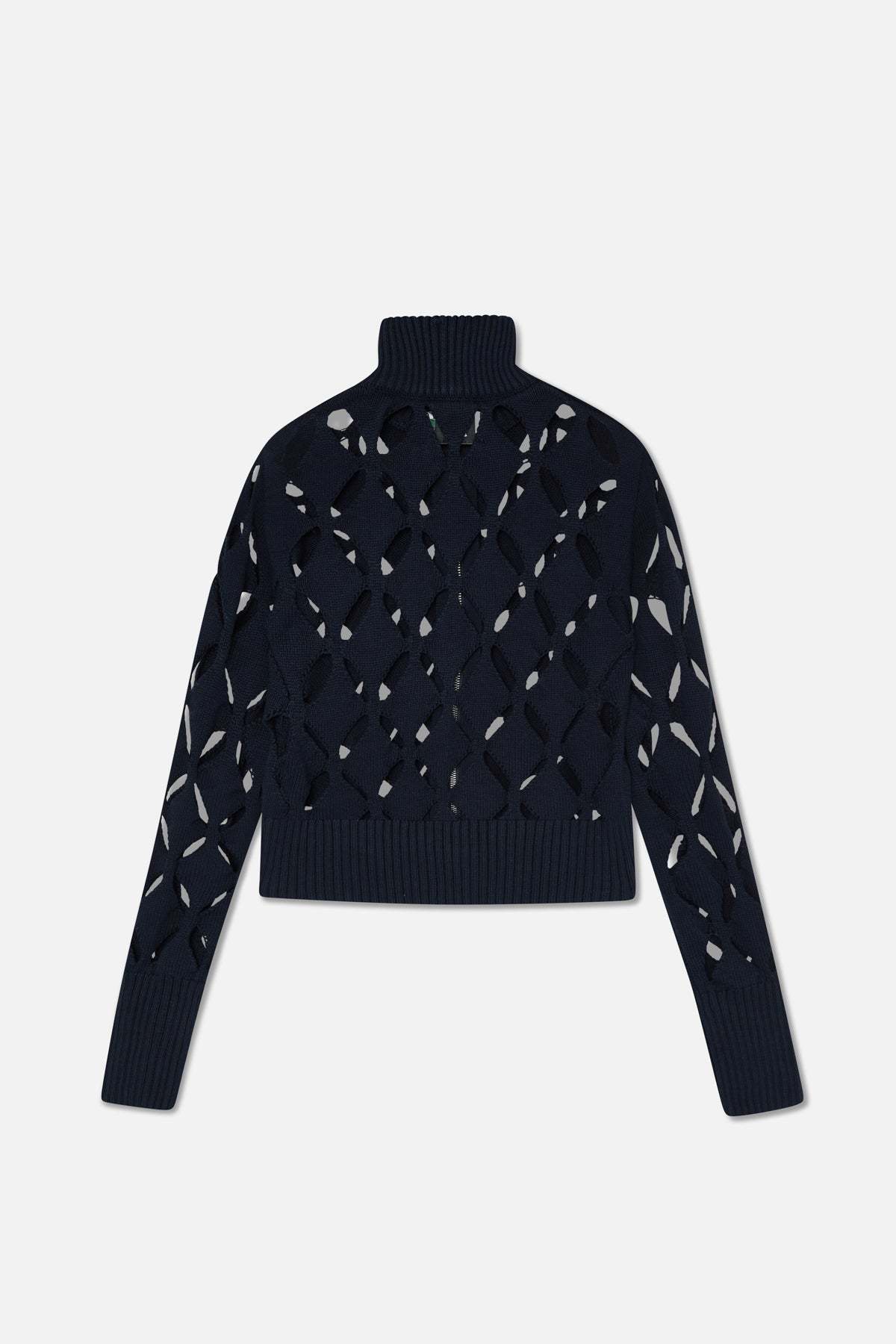 Cambodia Holes Navy Zipper Knit