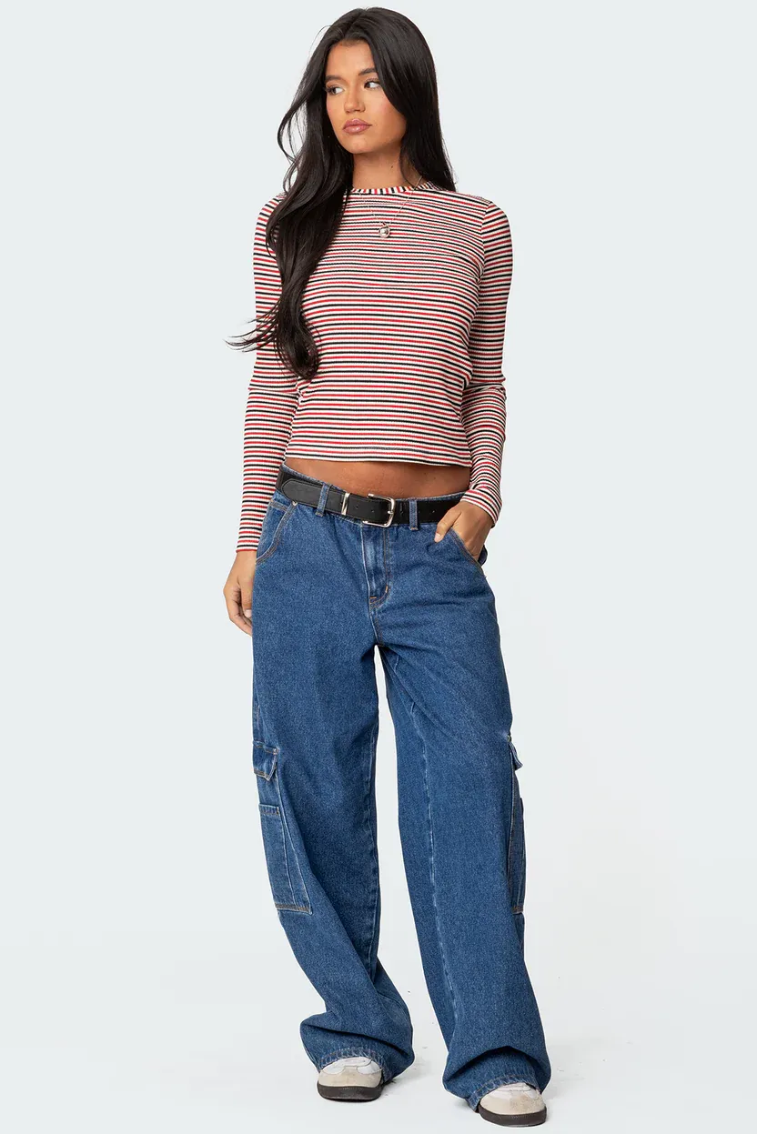 Corina Ribbed Stripey Long Sleeve T Shirt