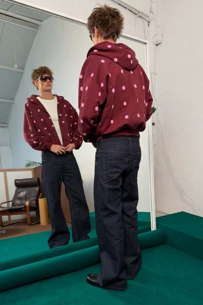 Dots Burgundy Zipper