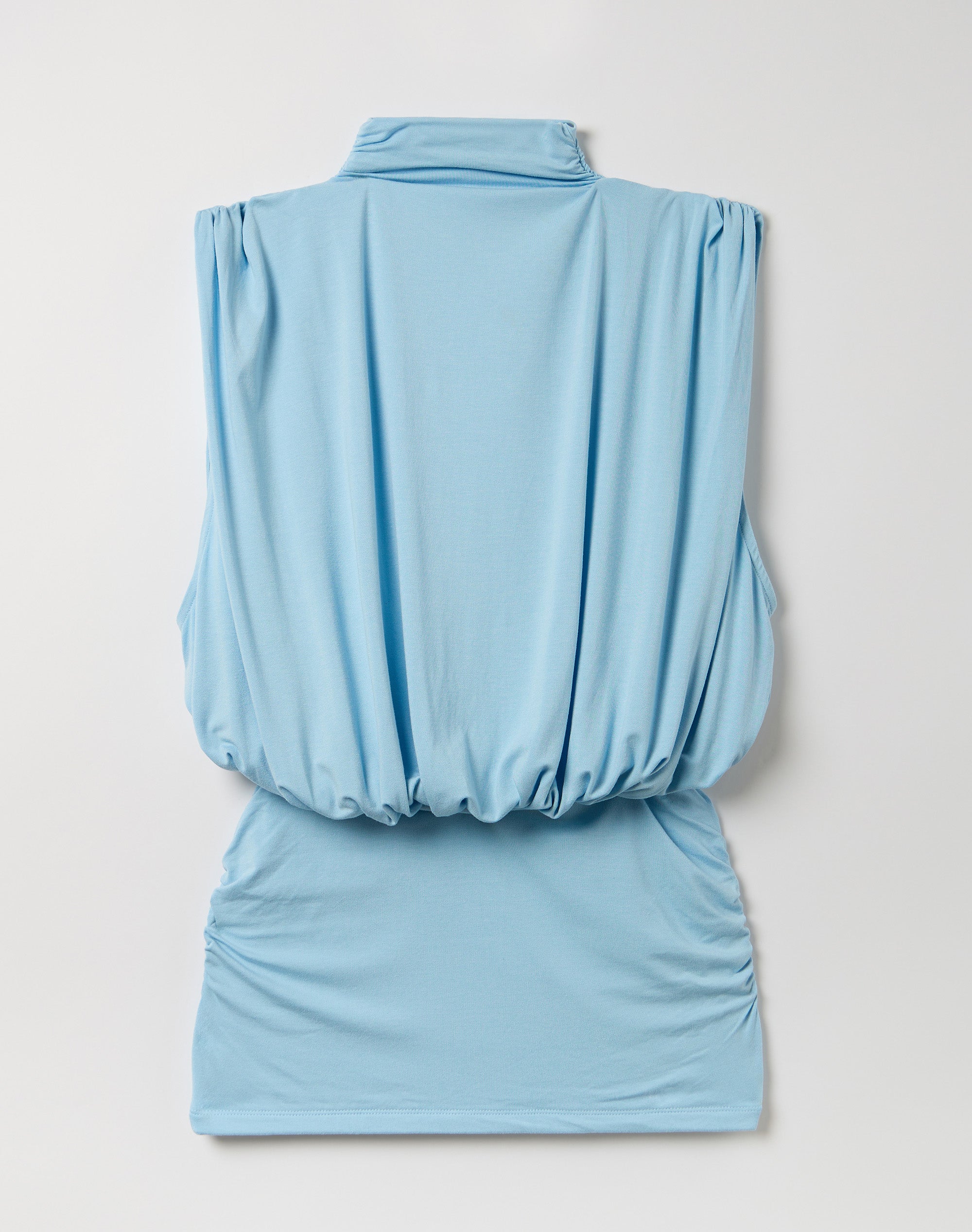 High Neck Blouson Mini Dress