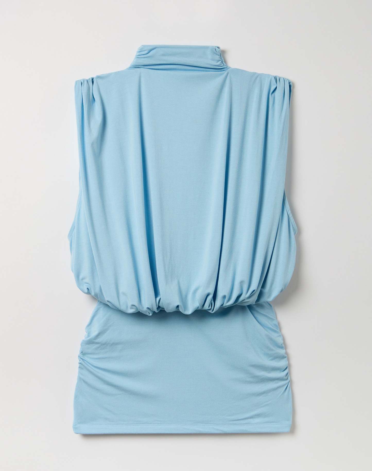 High Neck Blouson Mini Dress