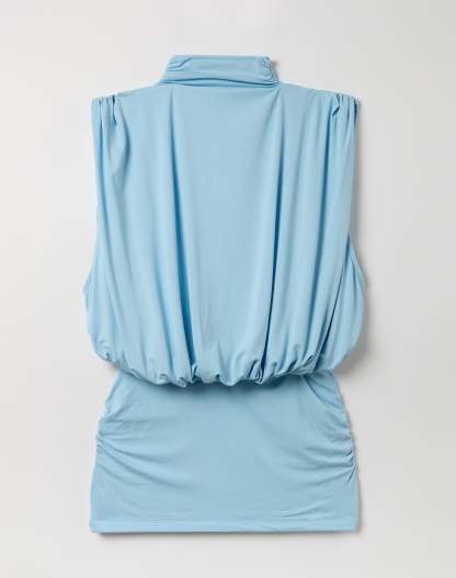 High Neck Blouson Mini Dress