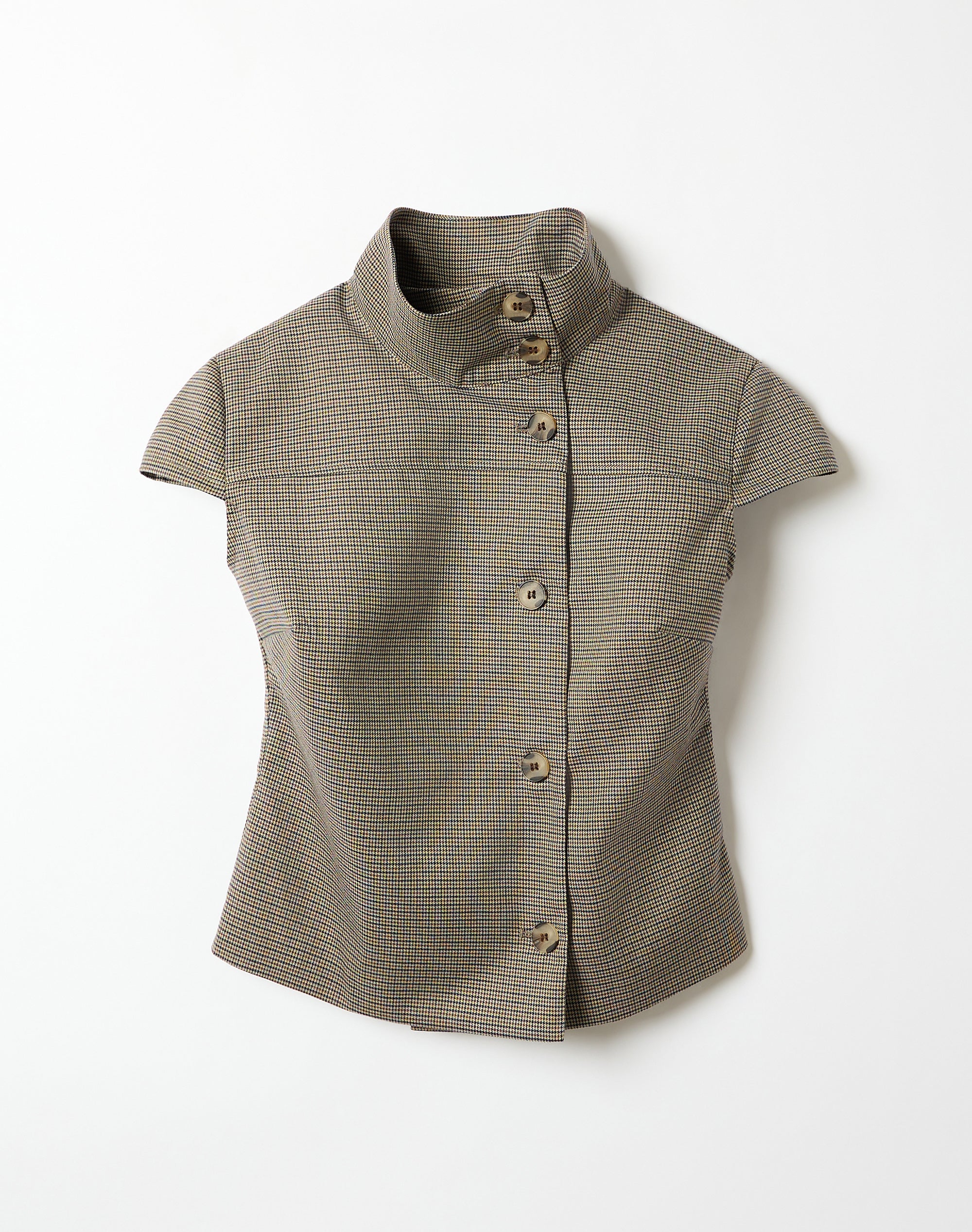 Funnel Neck Button Up Blouse