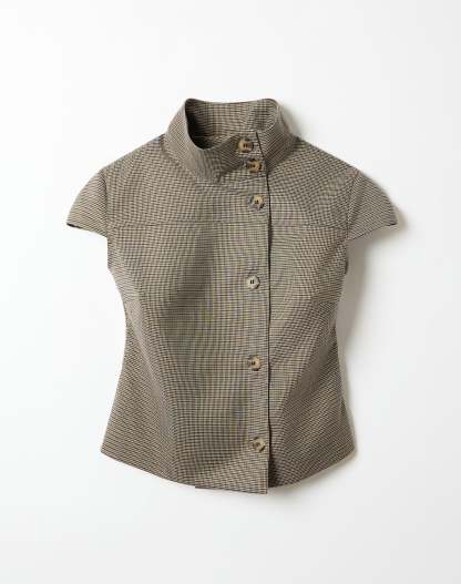 Funnel Neck Button Up Blouse
