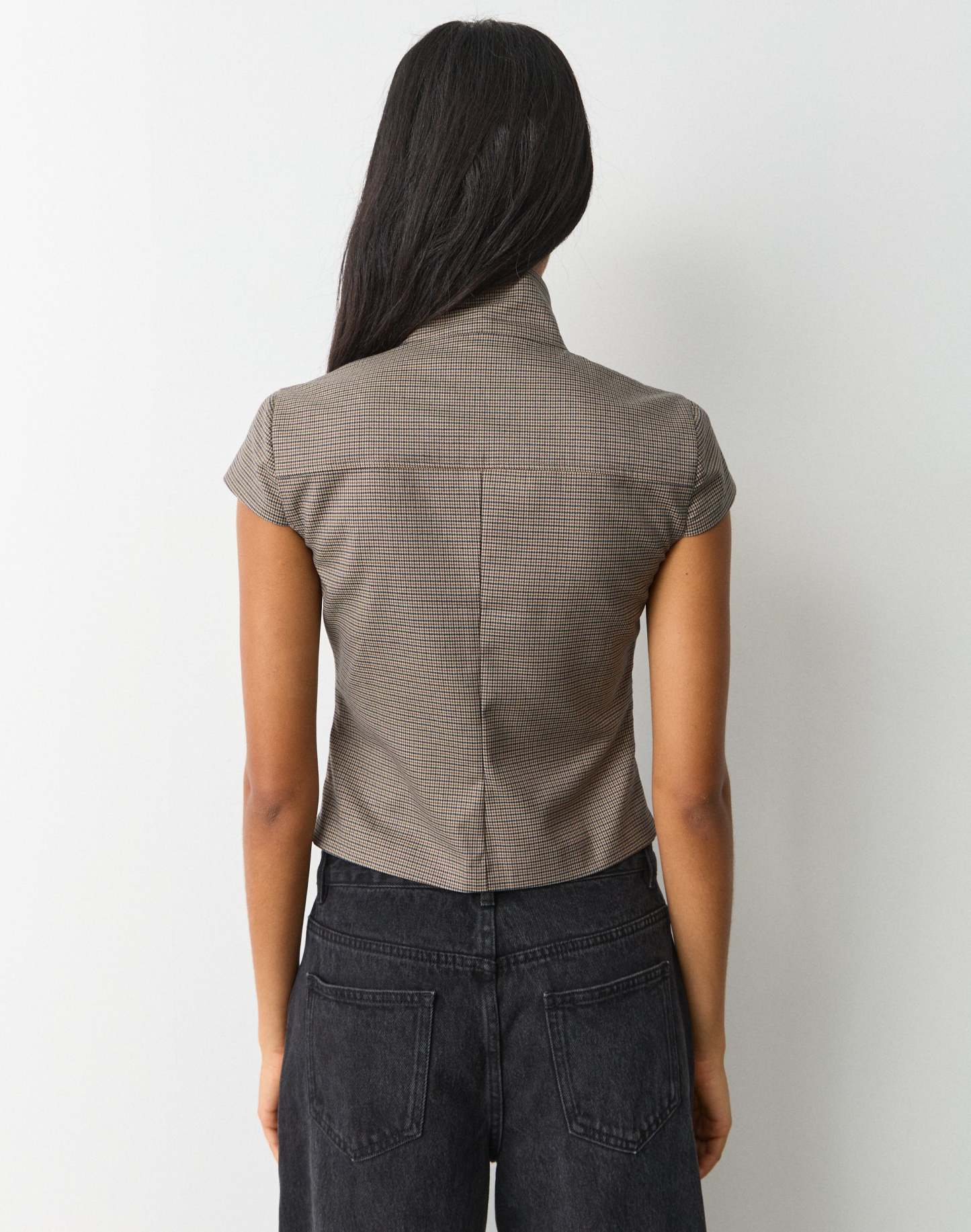 Funnel Neck Button Up Blouse
