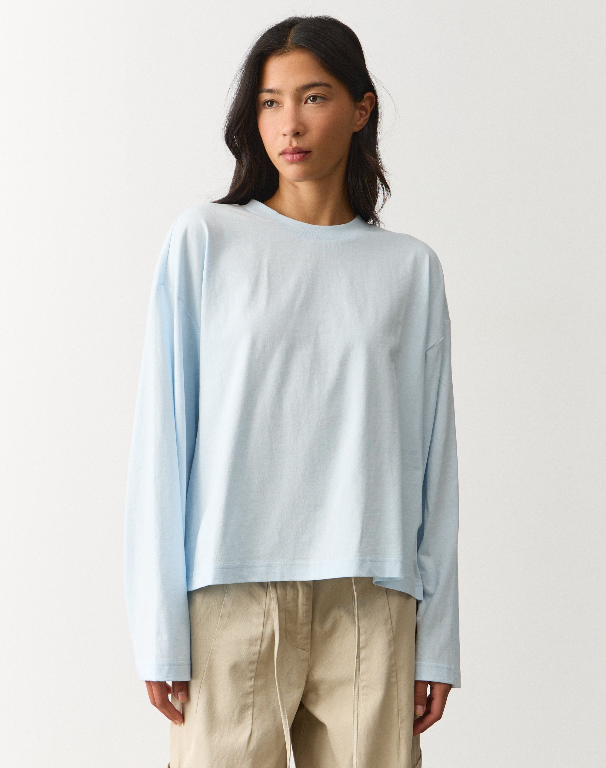 Cotton Boxy Long Sleeve Top