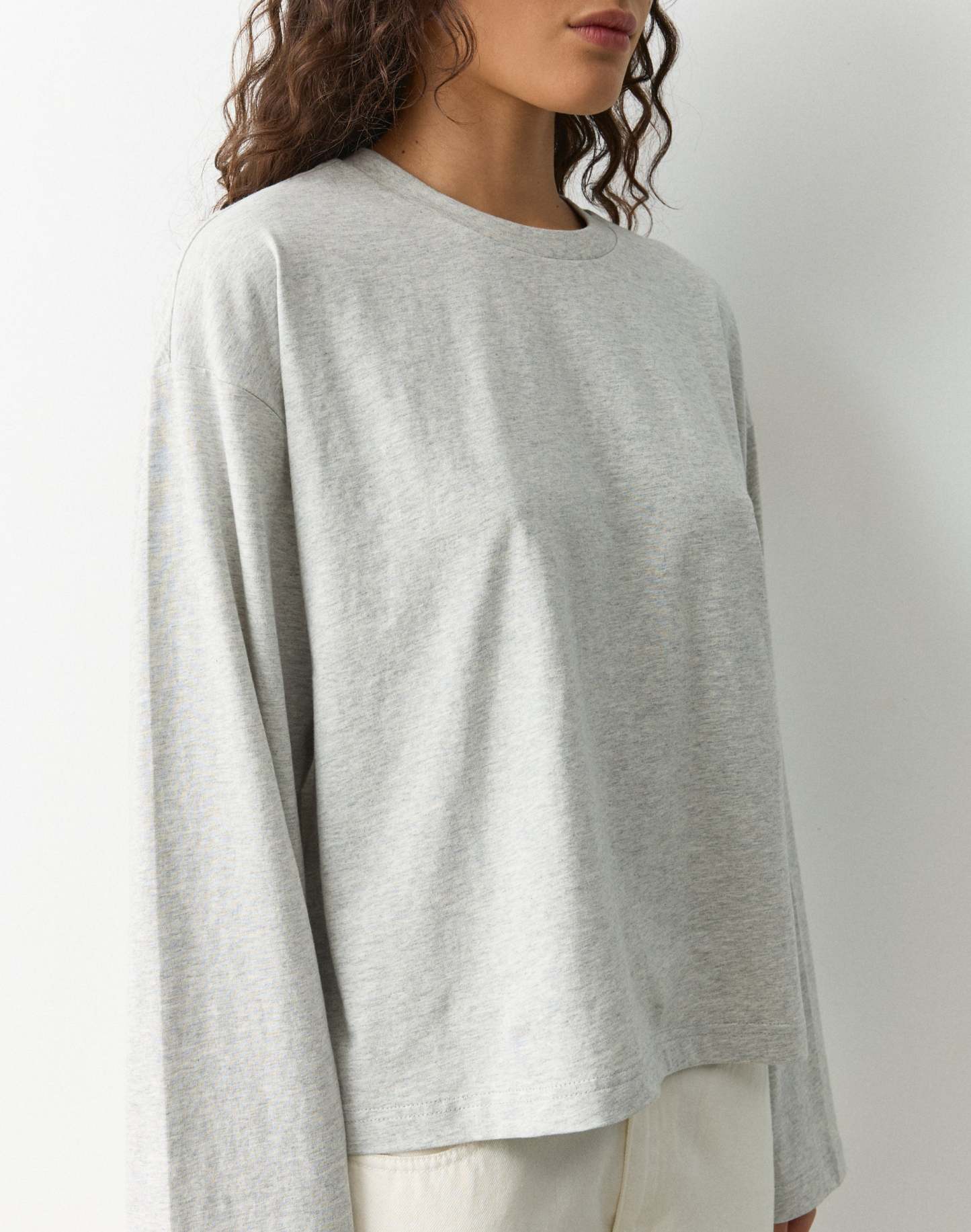 Cotton Boxy Long Sleeve Top