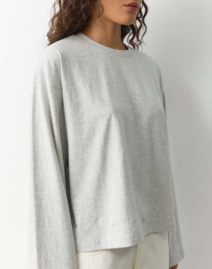 Cotton Boxy Long Sleeve Top