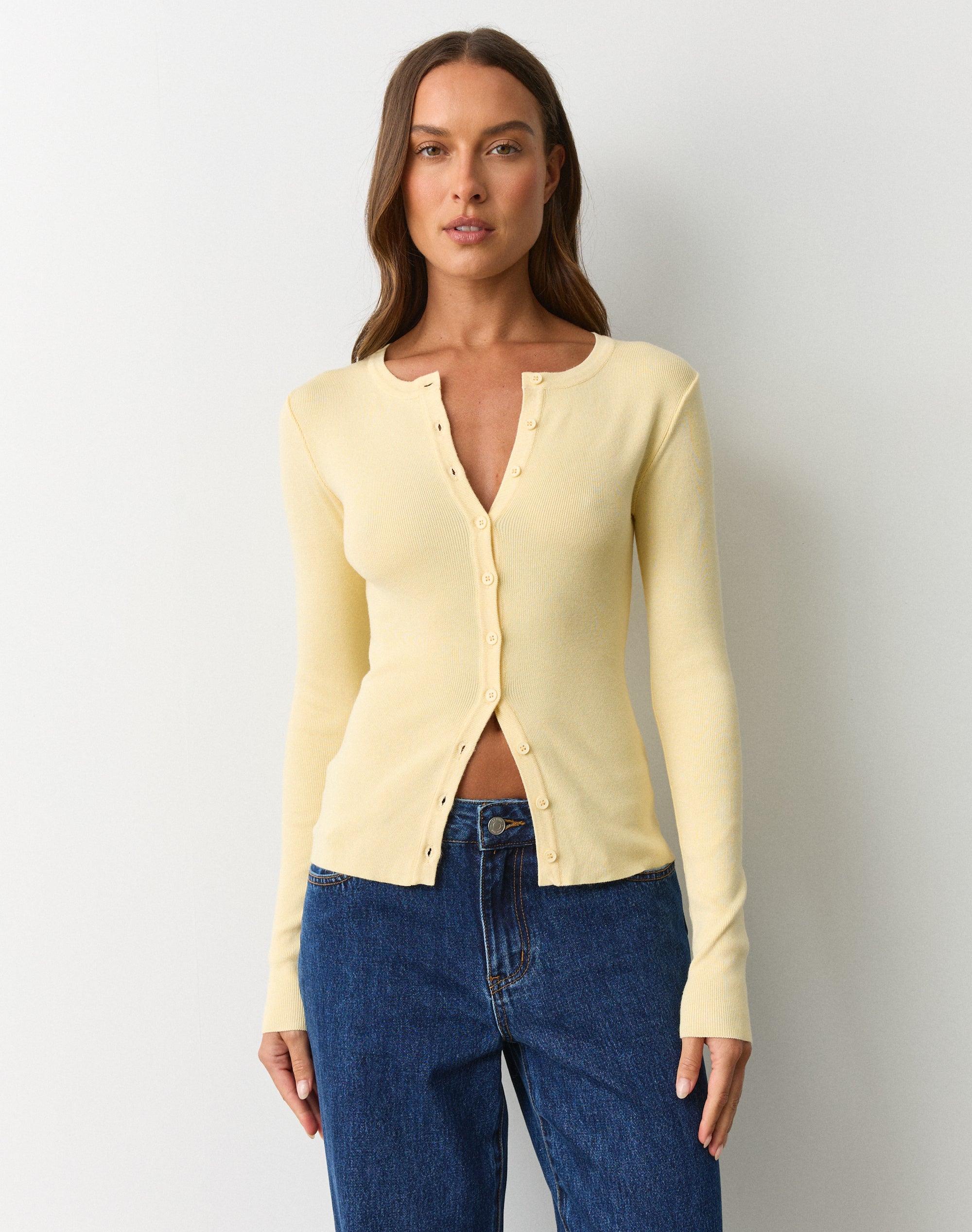 Rib Button Up Knit Cardigan