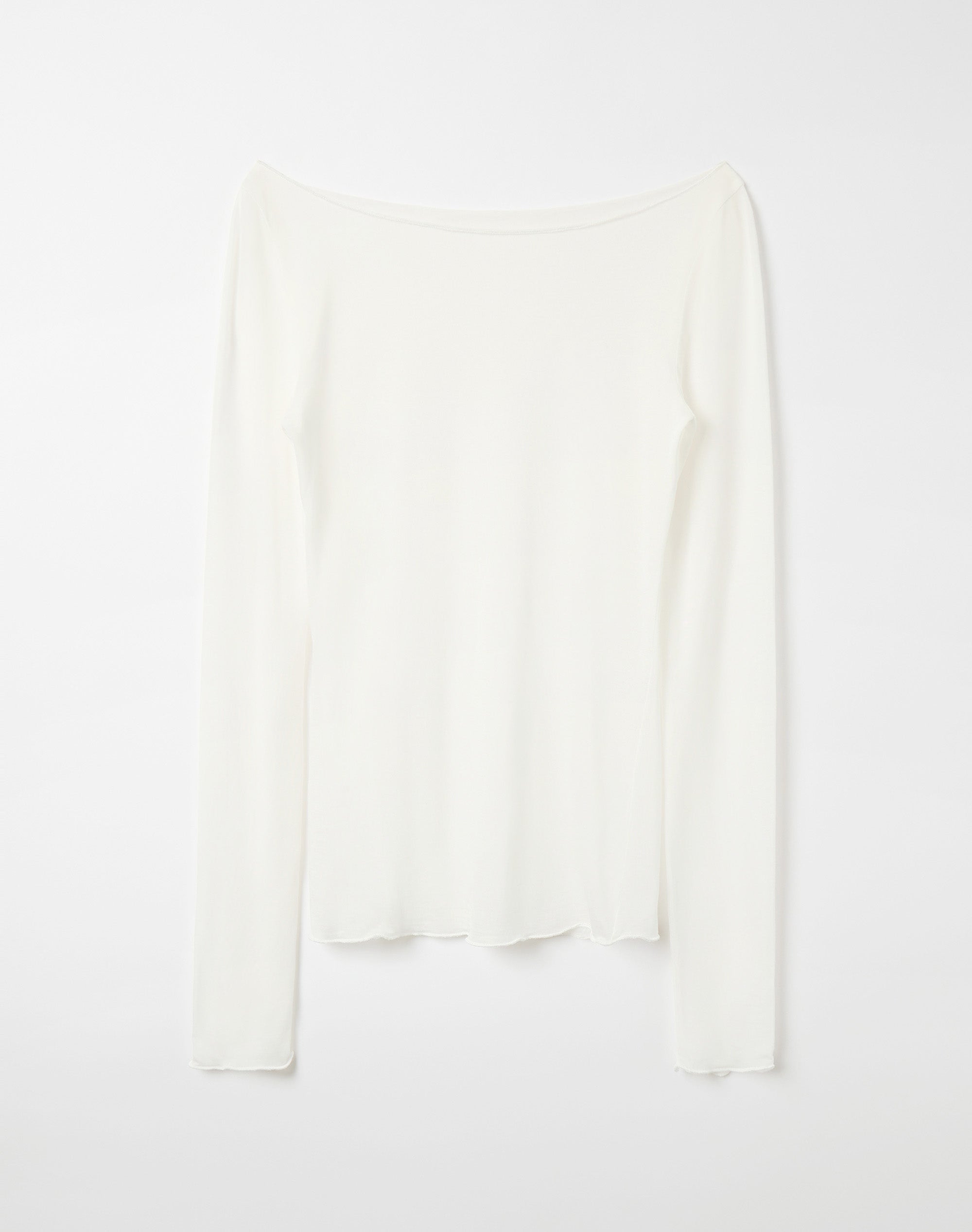 Sheer Boat Neck Long Sleeve Top