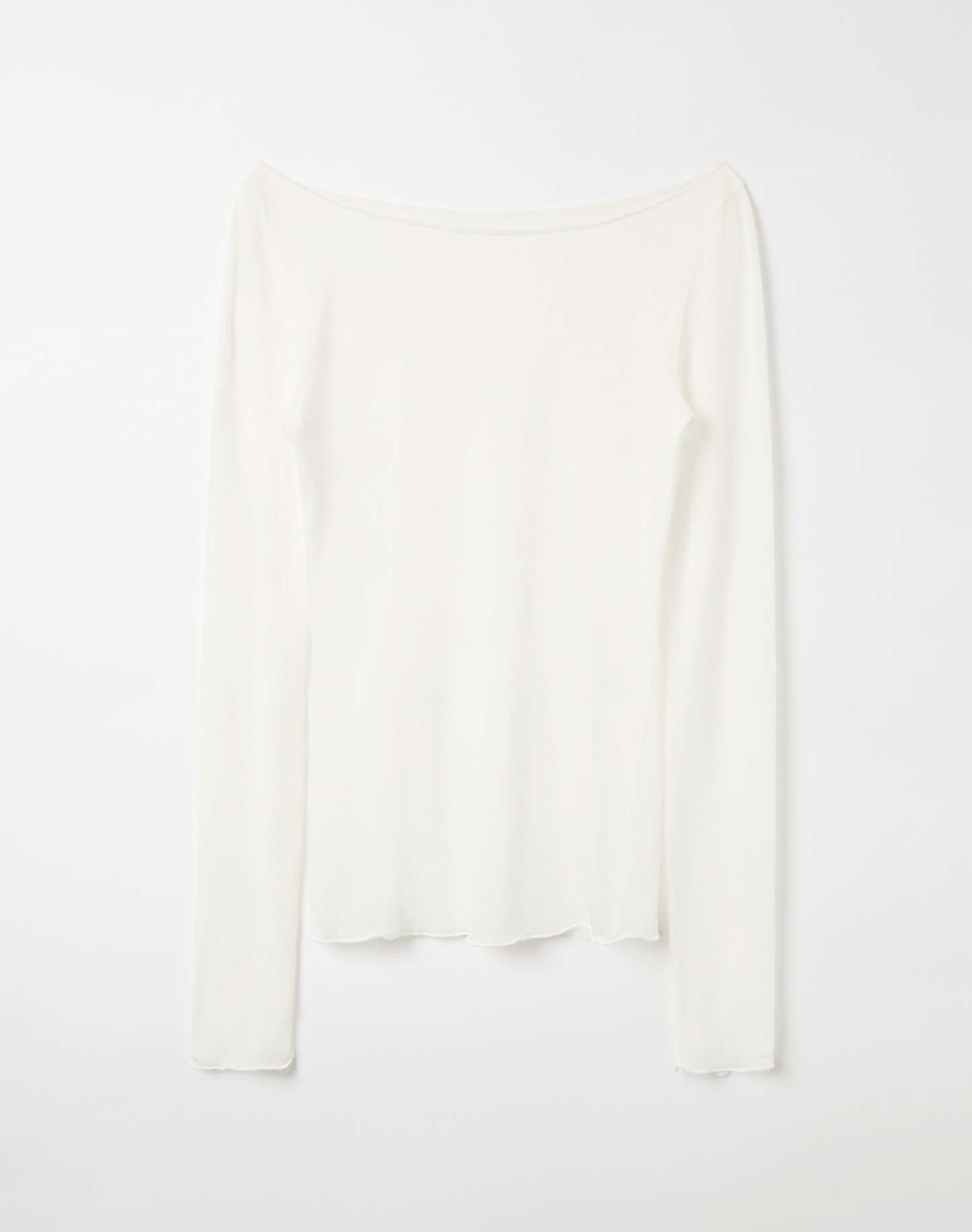 Sheer Boat Neck Long Sleeve Top