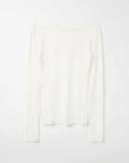 Sheer Boat Neck Long Sleeve Top
