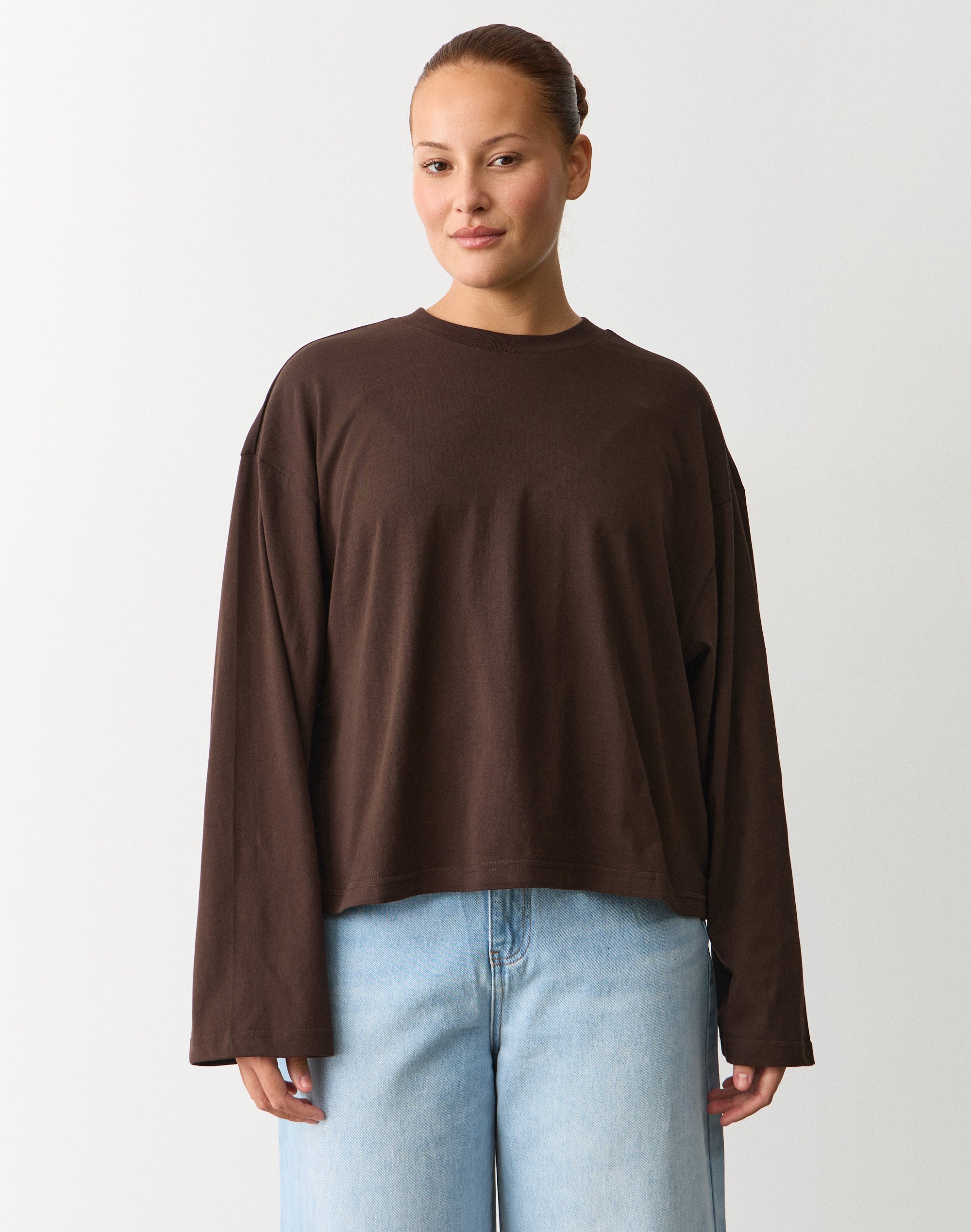 Cotton Boxy Long Sleeve Top