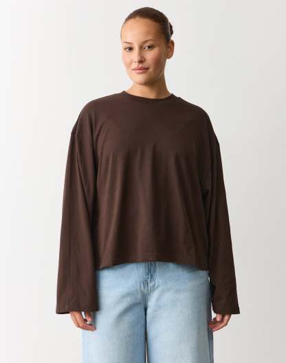 Cotton Boxy Long Sleeve Top