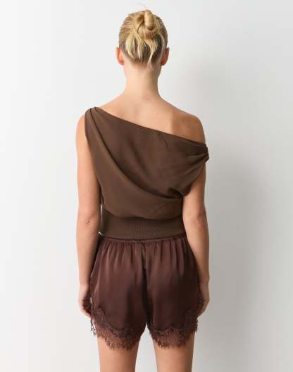 Chiffon Off Shoulder Cinched Top