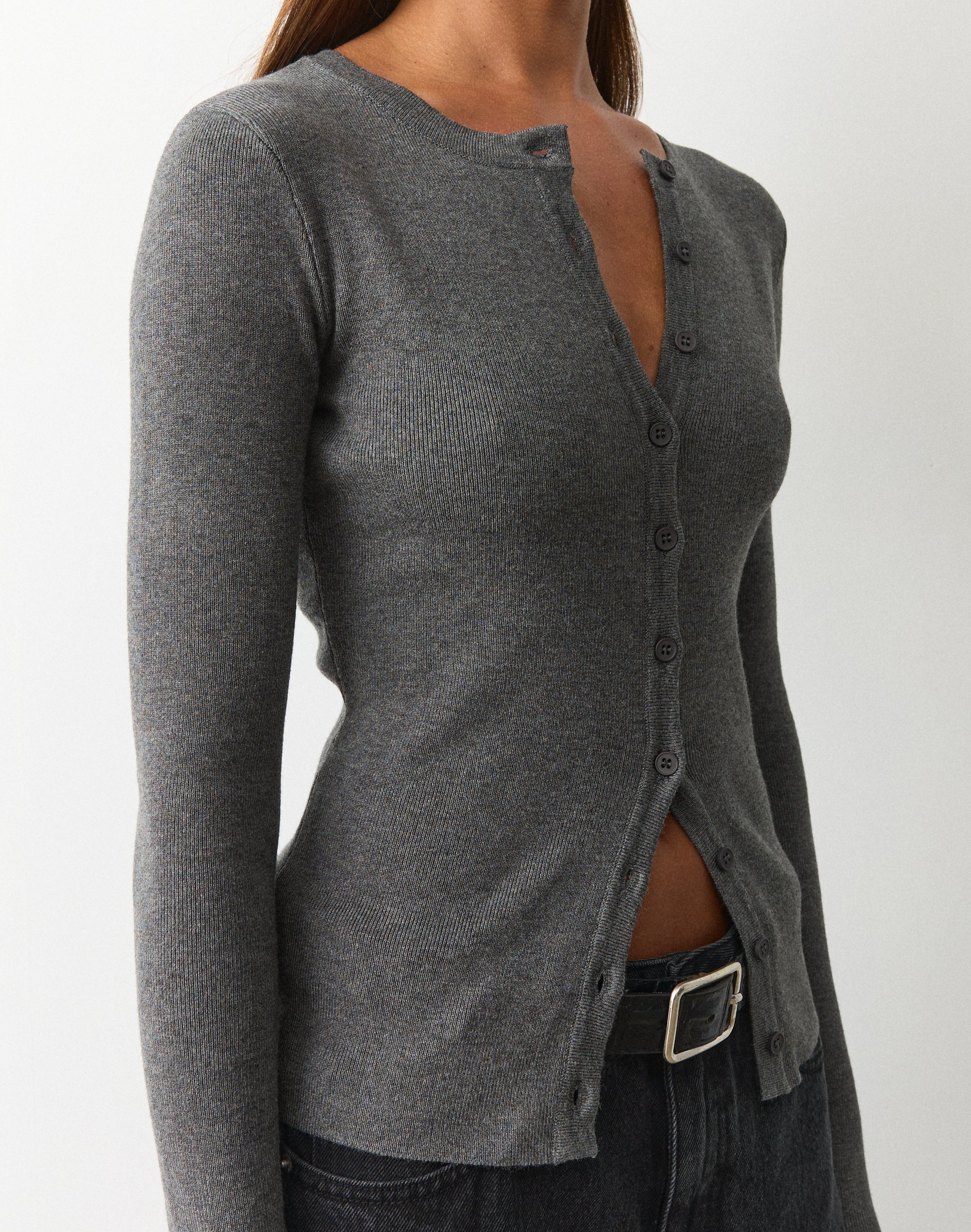 Rib Button Up Knit Cardigan