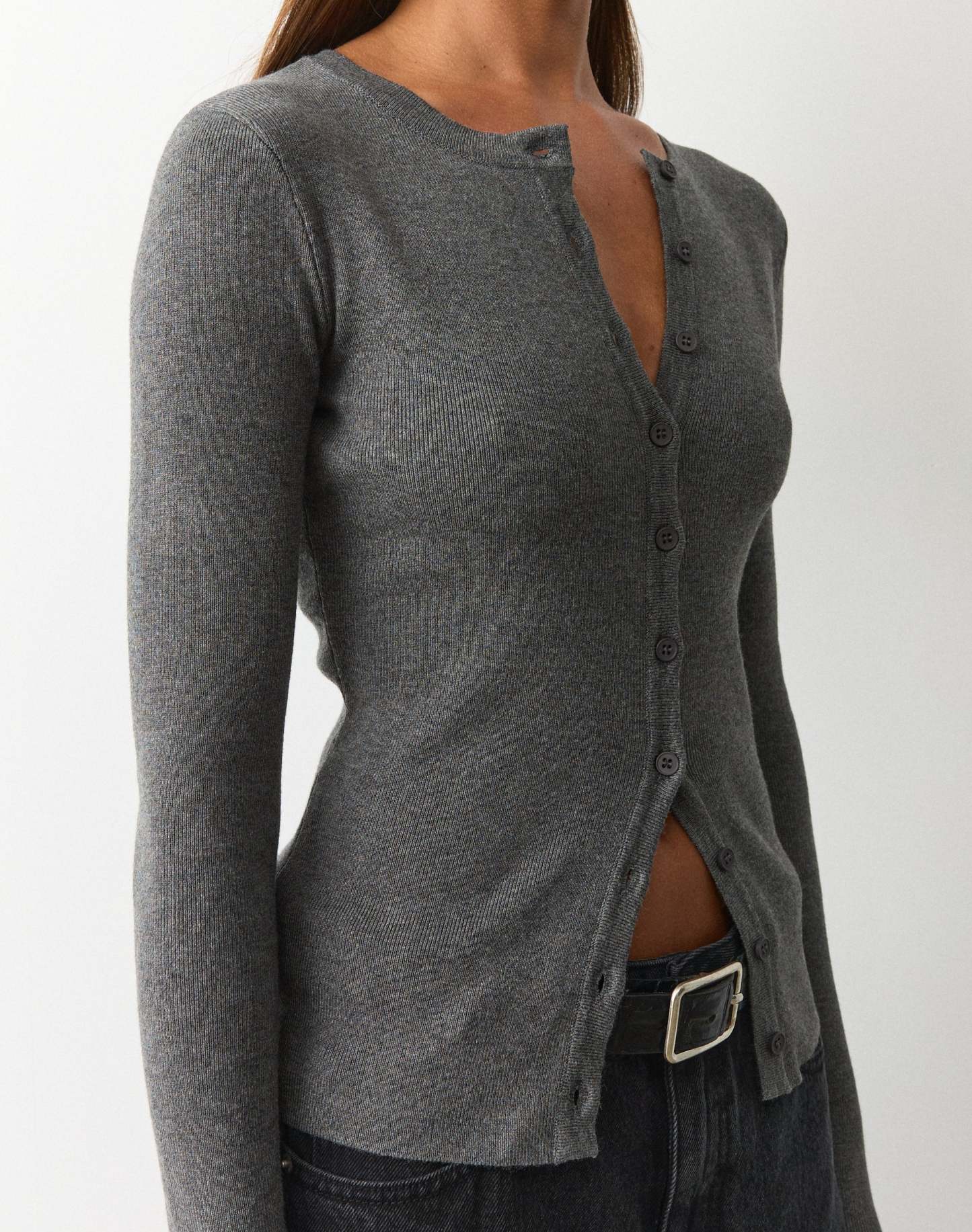 Rib Button Up Knit Cardigan
