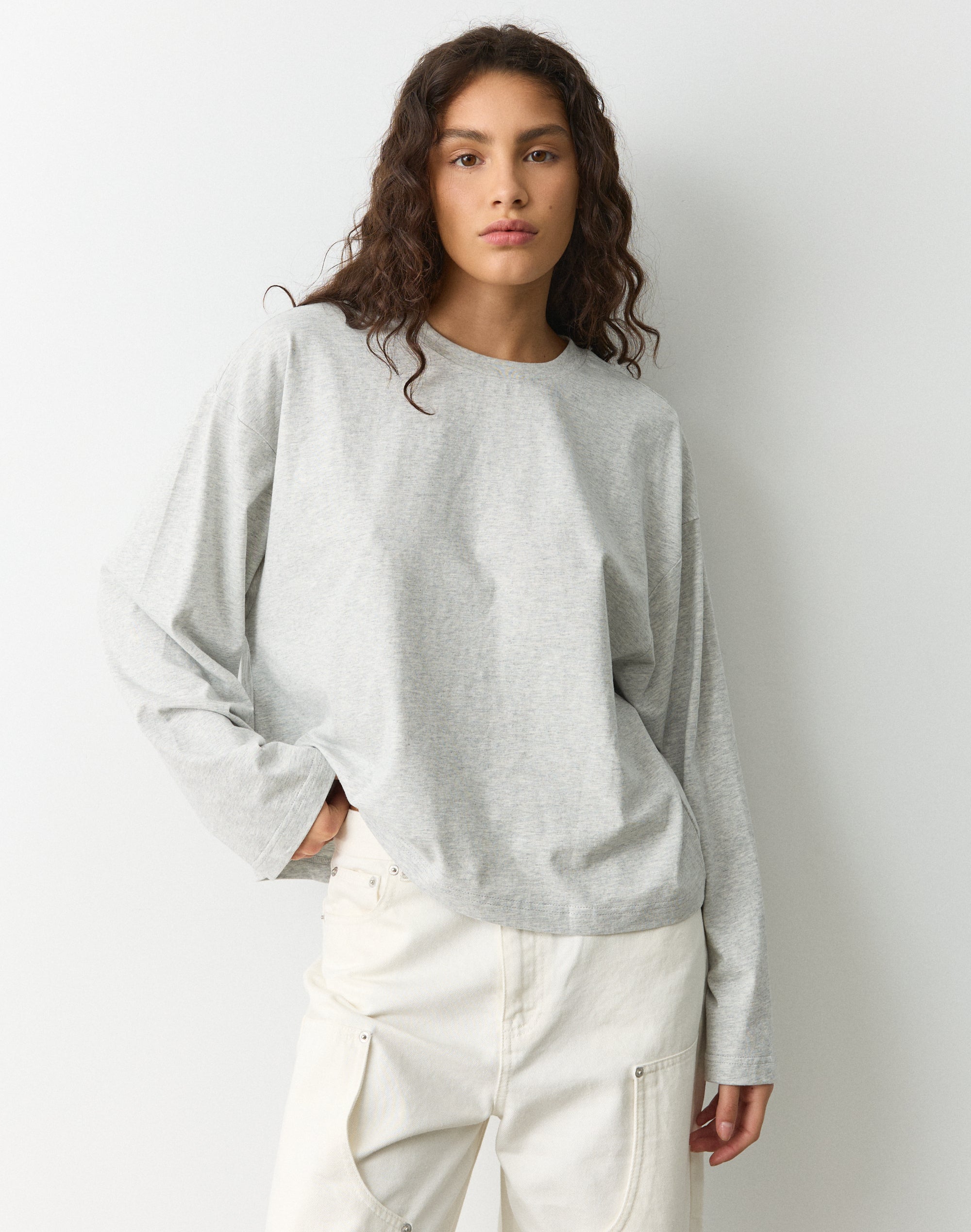 Cotton Boxy Long Sleeve Top
