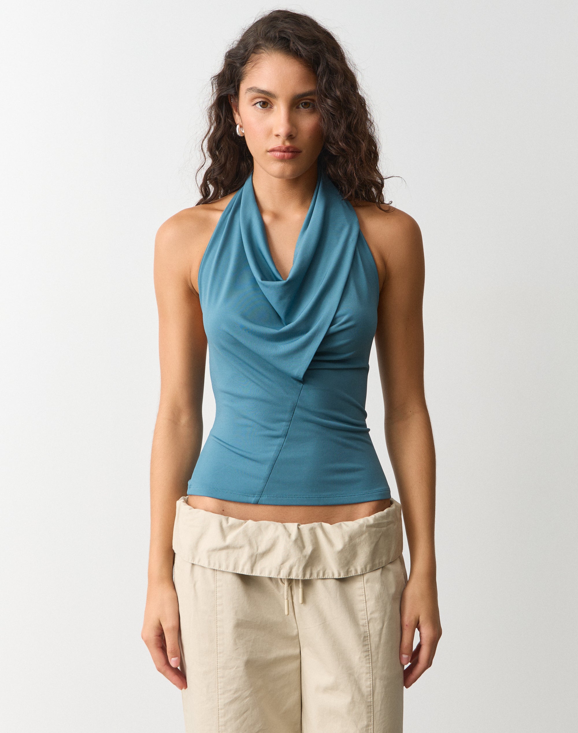 Draped Cowl Halter Top