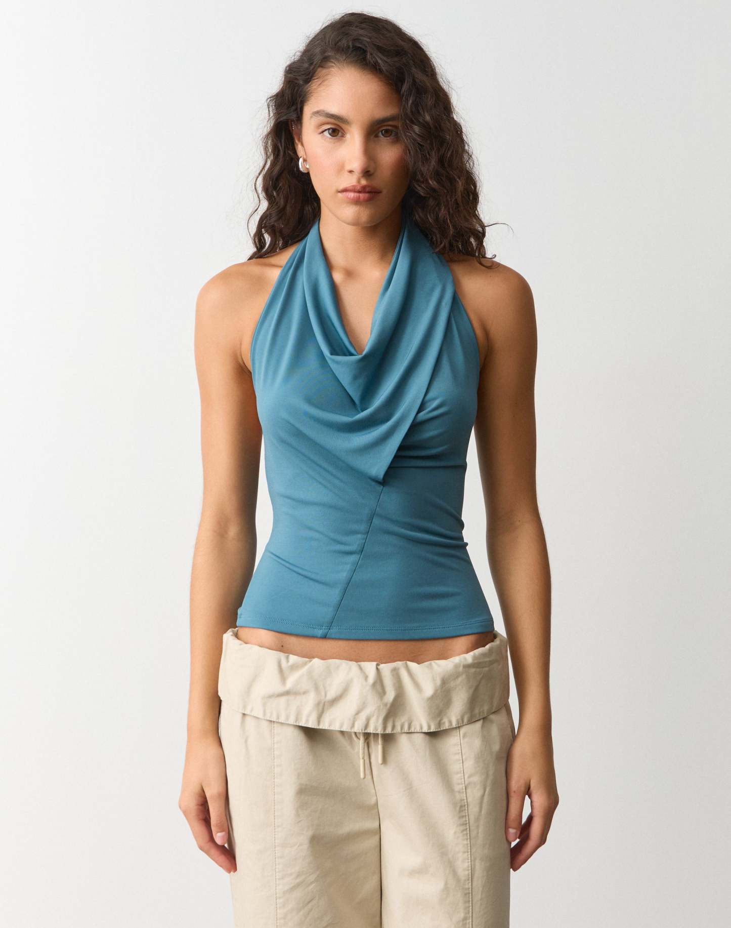 Draped Cowl Halter Top