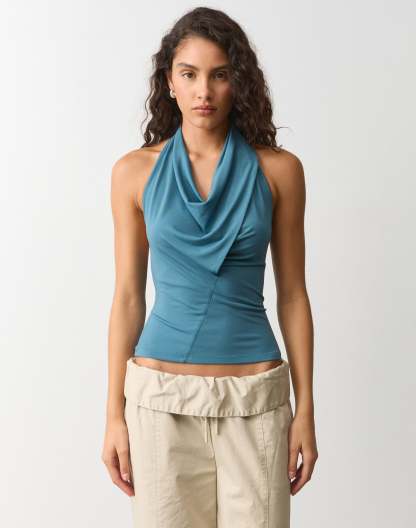 Draped Cowl Halter Top