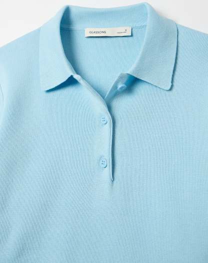 Knit Rib Waist Polo Top