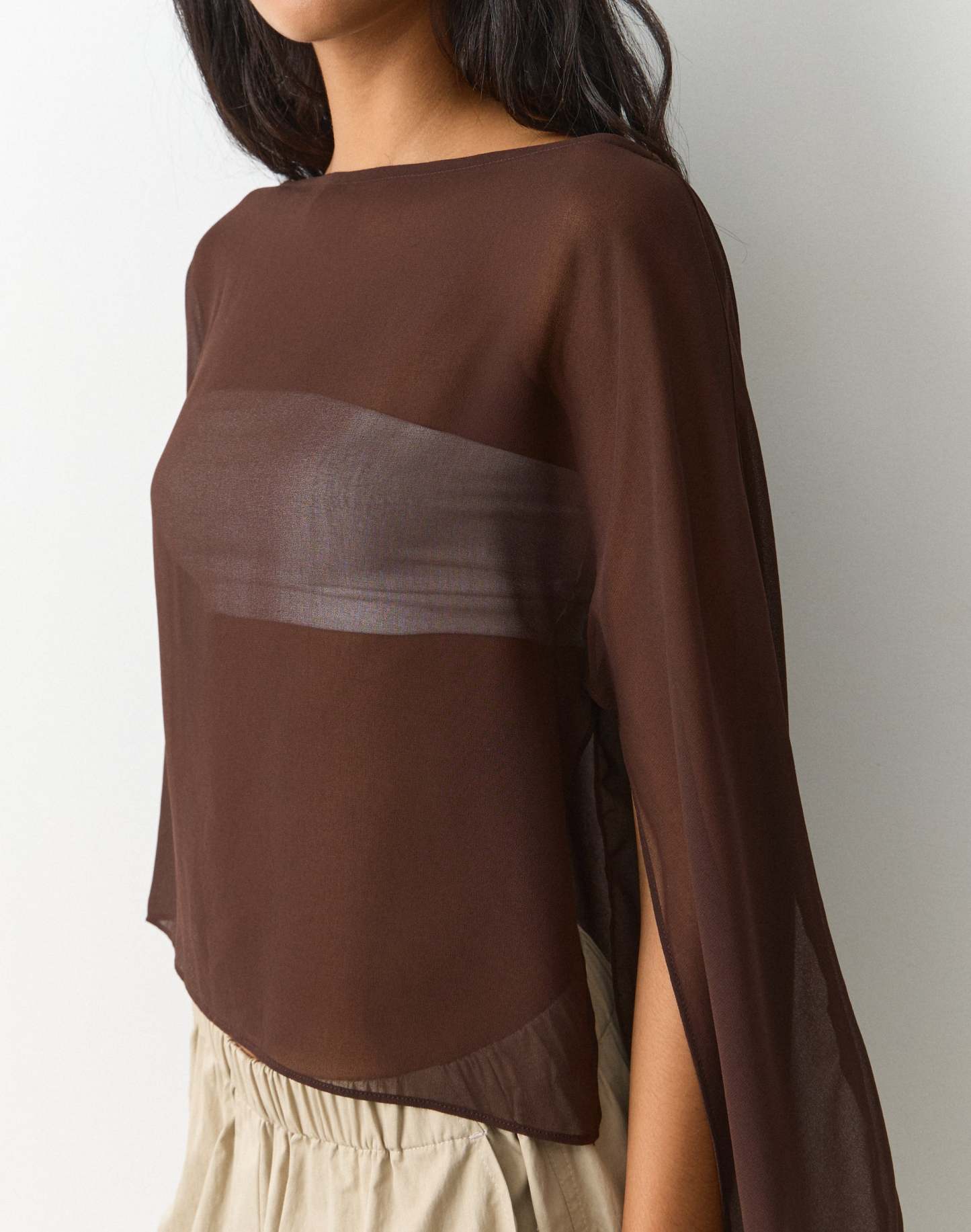 Chiffon Sheer Long Sleeve Blouse