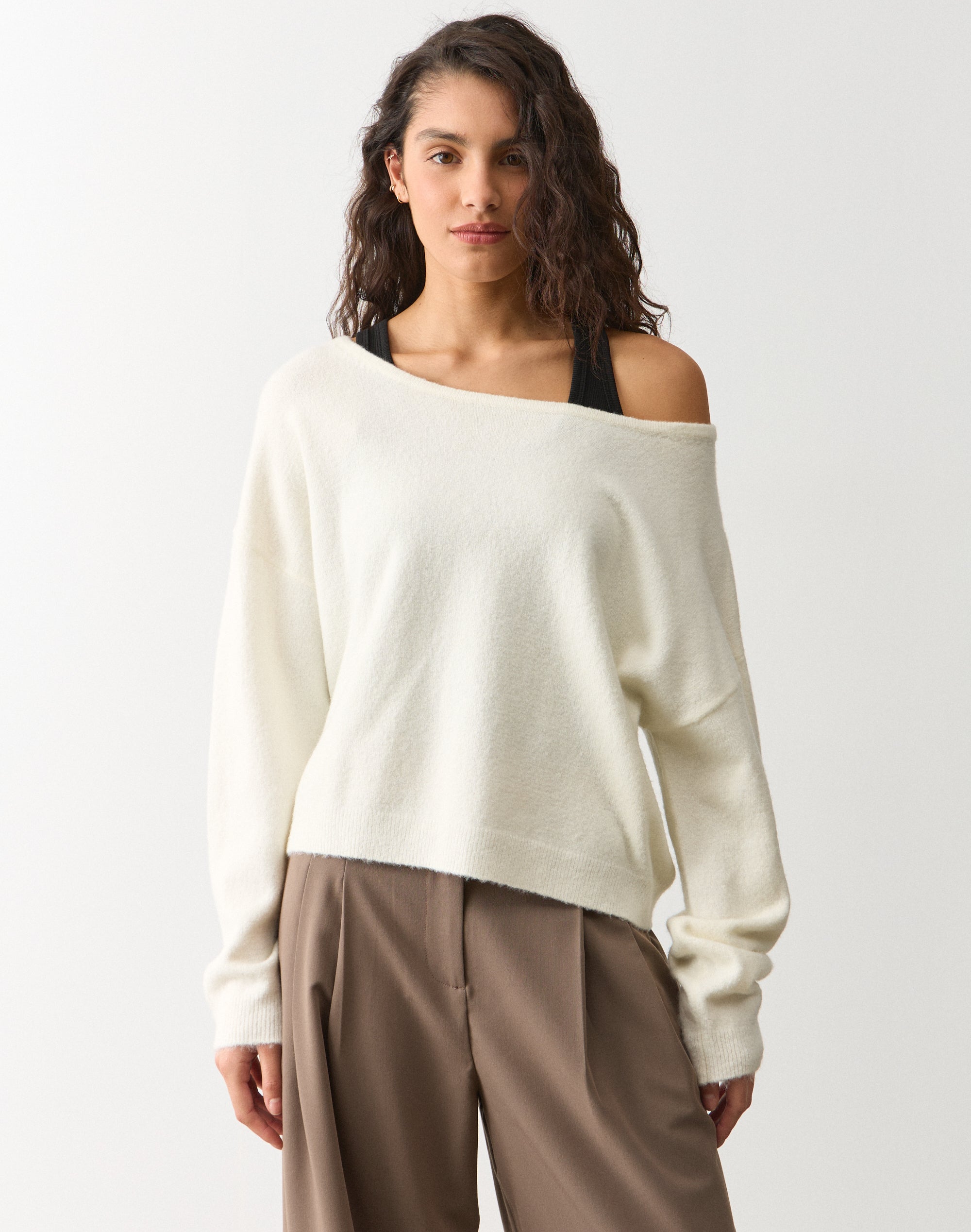 Off Shoulder Knit Long Sleeve