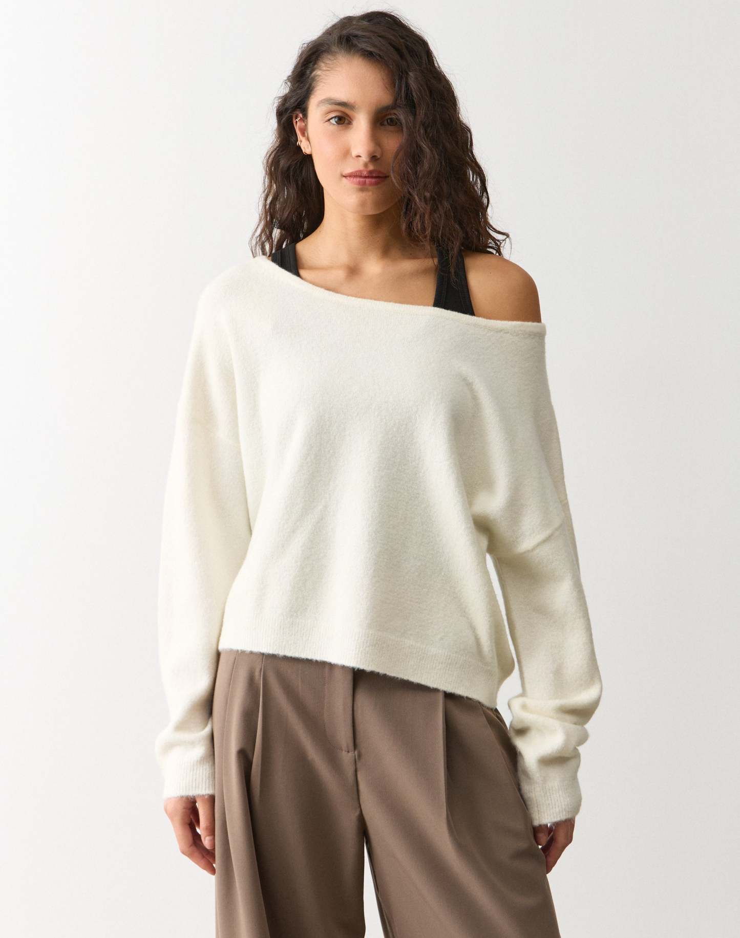 Off Shoulder Knit Long Sleeve