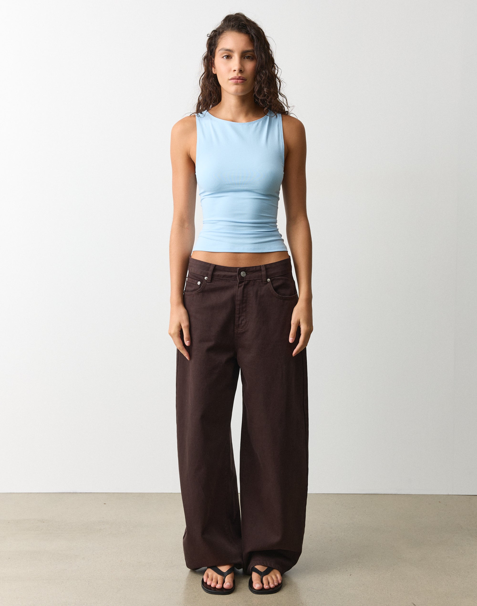 Cotton High Boat Neck Fitted Tank