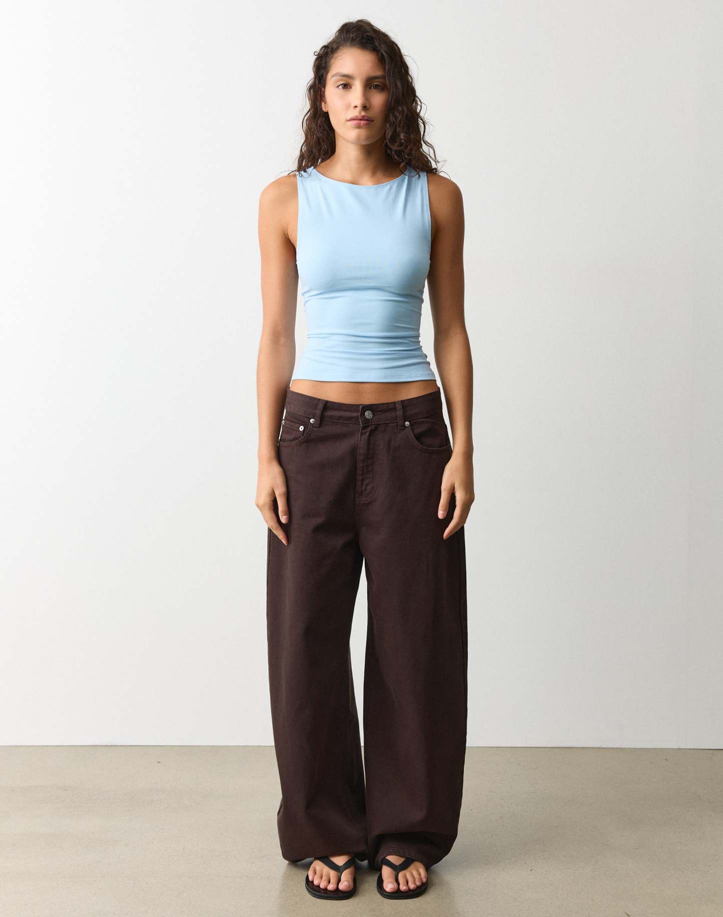 Cotton High Boat Neck Fitted Tank