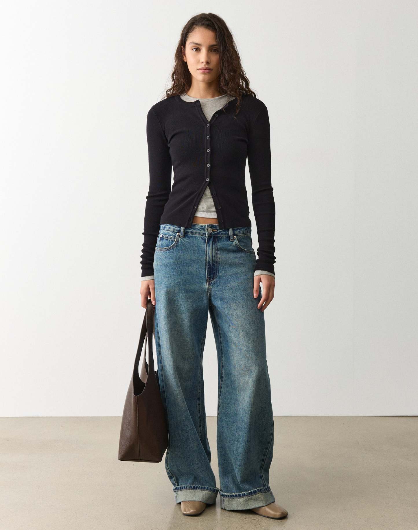 Rib Button Up Knit Cardigan