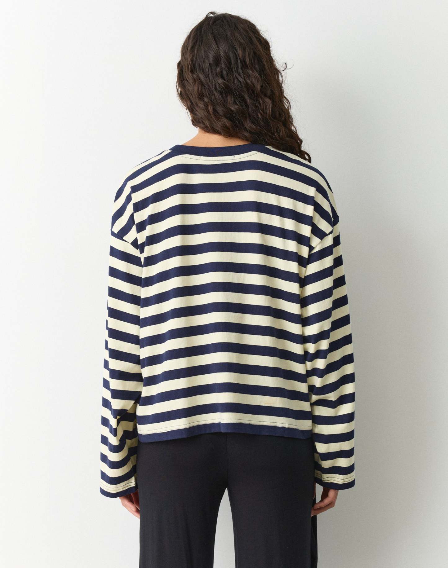 Stripe Cotton Boxy Long Sleeve Top