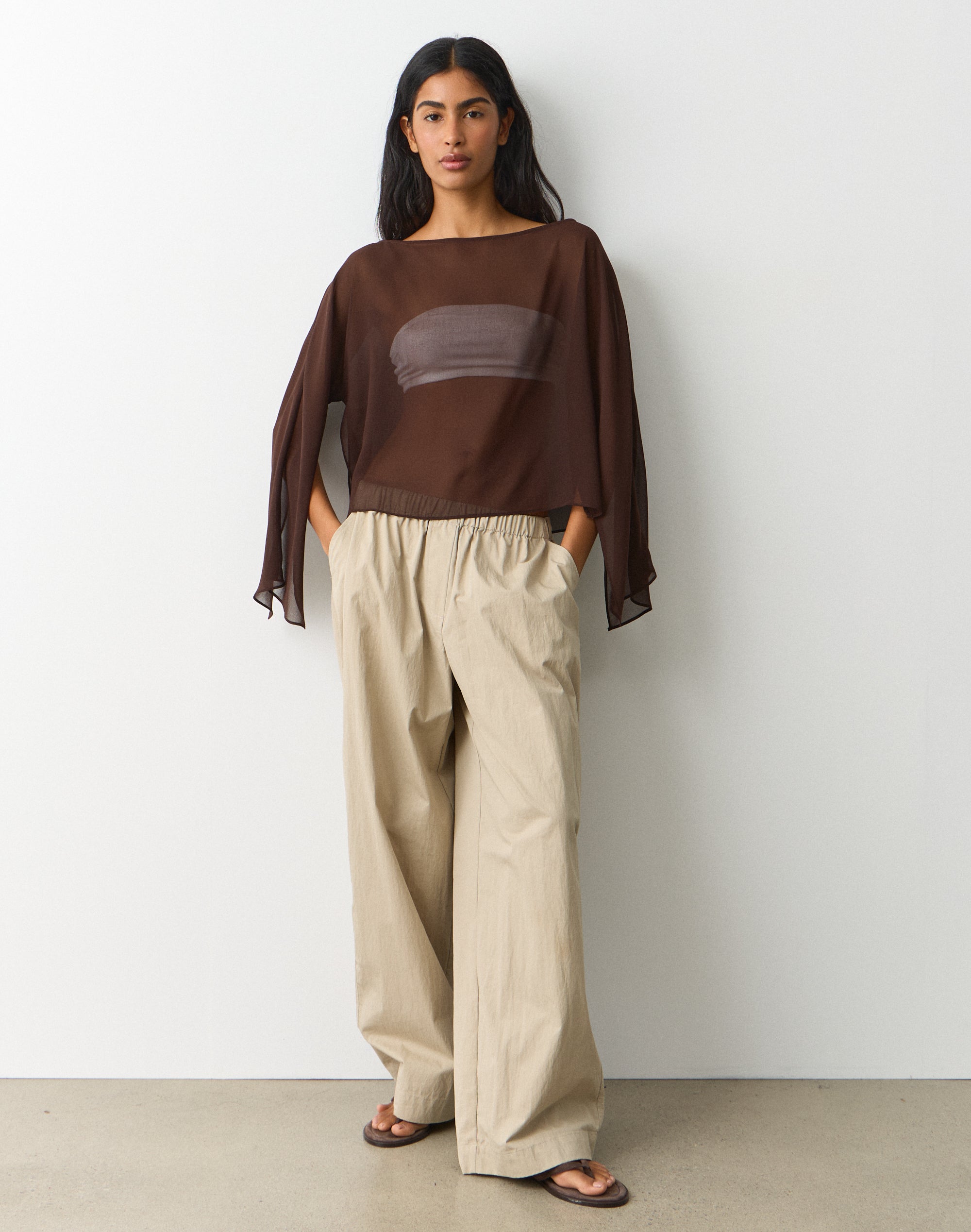 Chiffon Sheer Long Sleeve Blouse