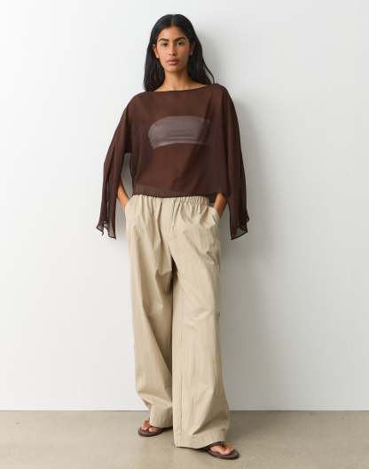 Chiffon Sheer Long Sleeve Blouse