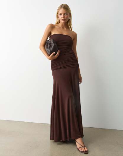 Strapless Drop Waist Maxi Dress