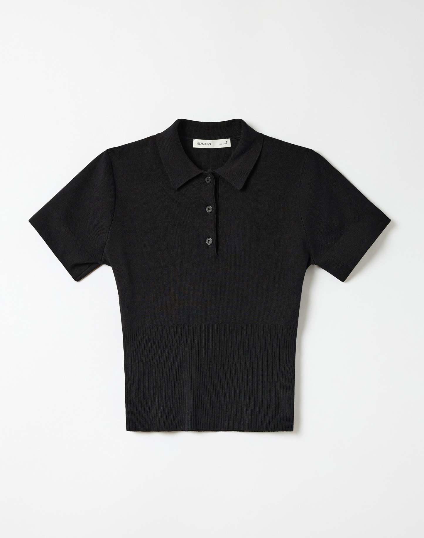 Knit Rib Waist Polo Top