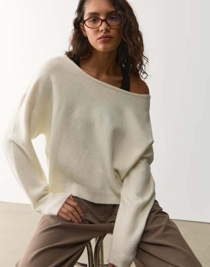Off Shoulder Knit Long Sleeve