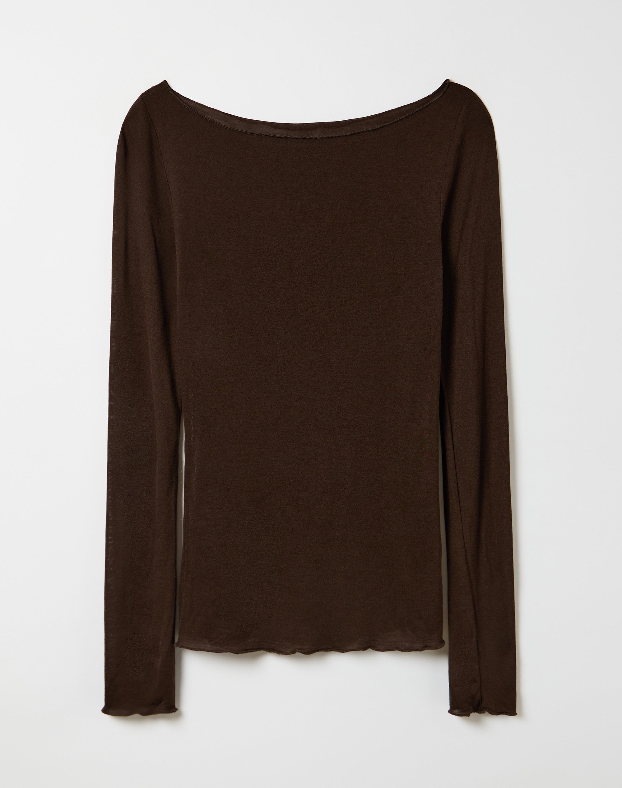 Sheer Boat Neck Long Sleeve Top