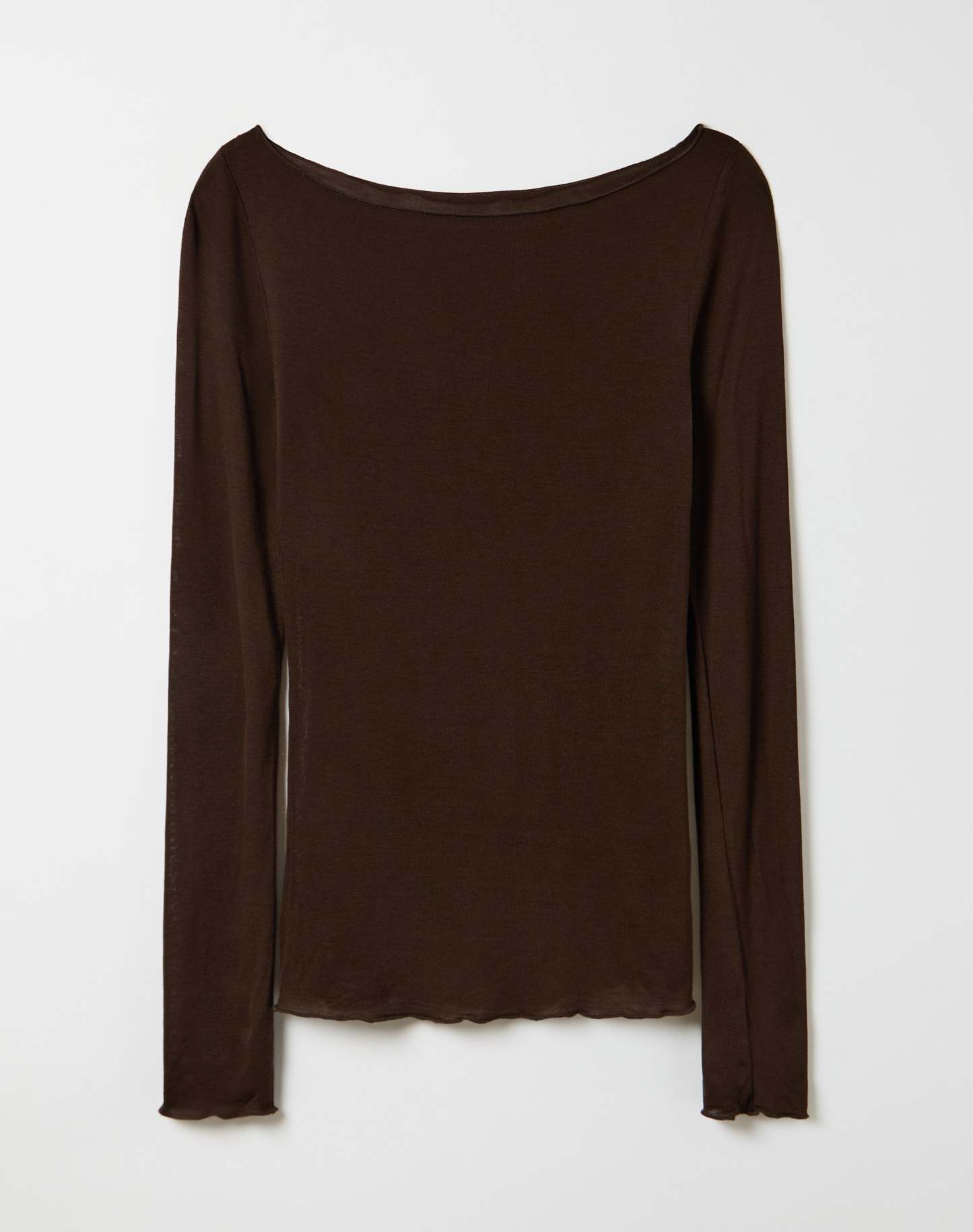 Sheer Boat Neck Long Sleeve Top