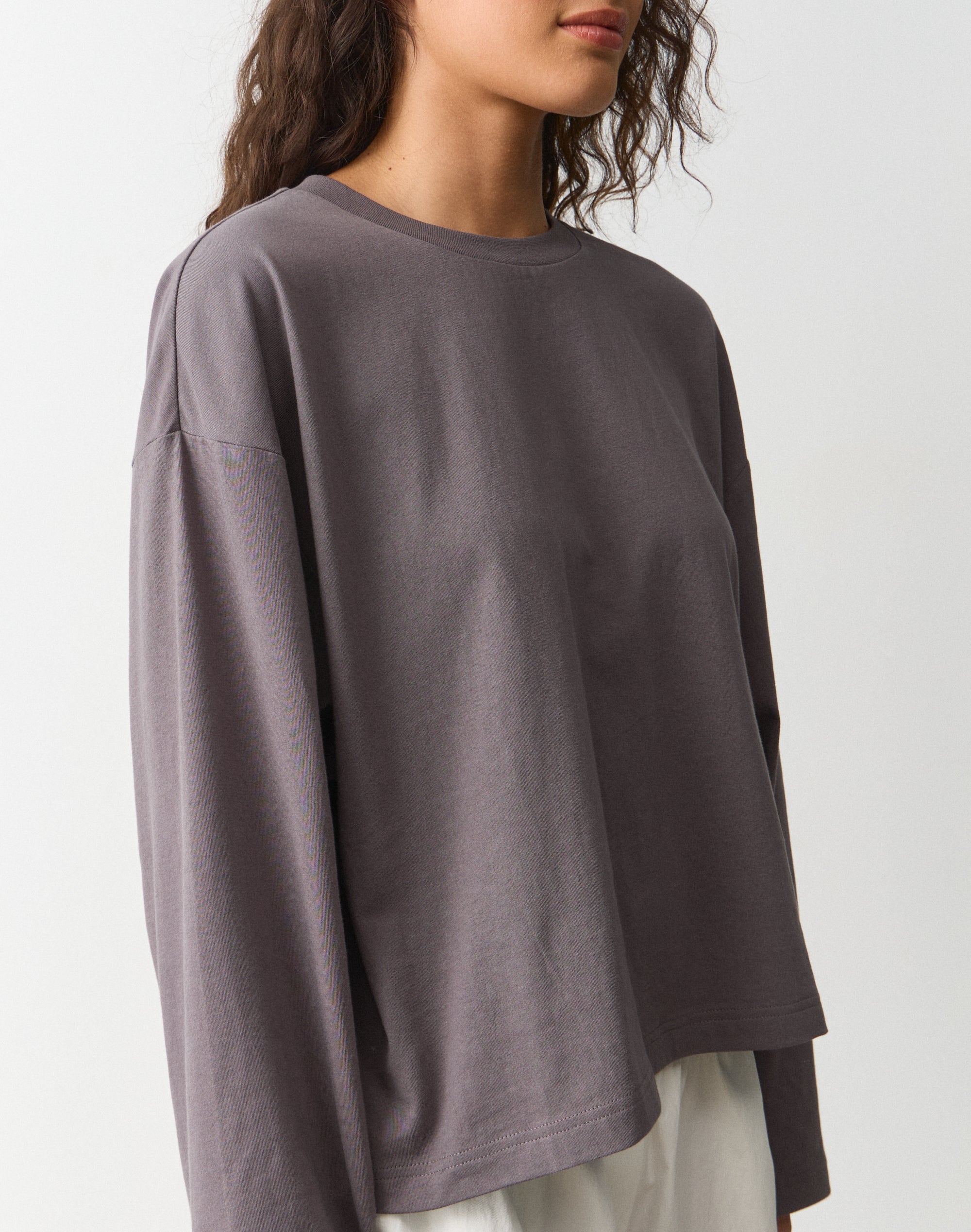 Cotton Boxy Long Sleeve Top